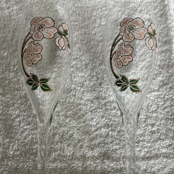 Set of 2 hand-painted Belle Epoque champagne glasses flutes by Perrier Jouet - Picture 3 of 6